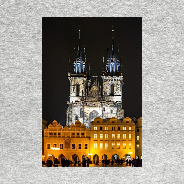 Tyn Church at night illumination by lena-maximova